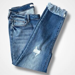 Frayed Hem Distressed Blue Jeans Plus Size Stretchy Curvy Fringe Size 16